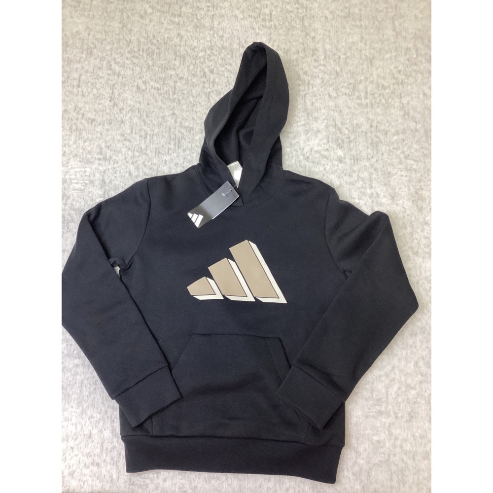 Adidas Boys Black Graphic Logo Pullover Hoodie Sweatshirt‎ Size M 10/12 AA10697